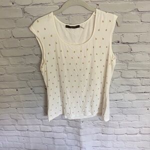 𝅺milano | White tank with gold accents | Size L